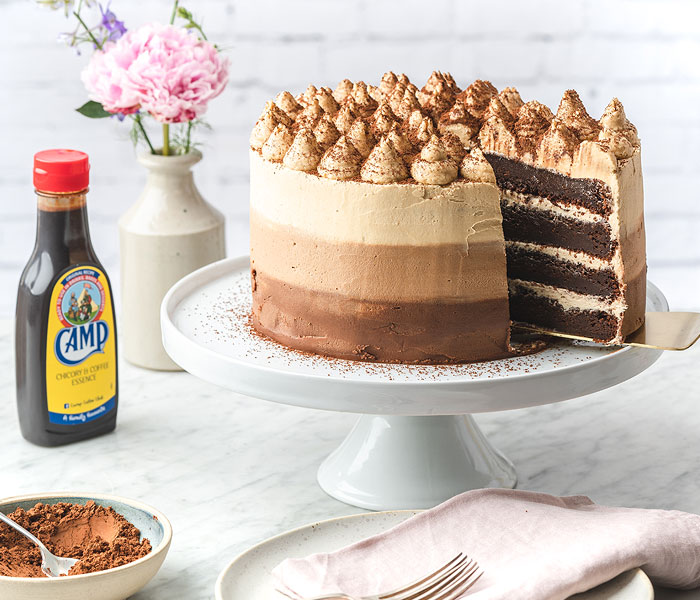 Showstopping Camp Coffee Mocha Ombre Cake 